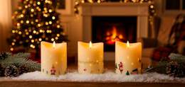 1325255 - LED Kerze ca. 9x12,5cm mit Weihnachtsmotive