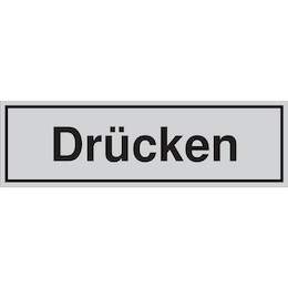 1177297 - Türschild selbstkl.150x45mm silbermatt,Drücken,1Stk.