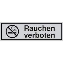 1177317 - Türschild selbstkl.150x45mm silbermatt,Rauchen verb.1Stk.