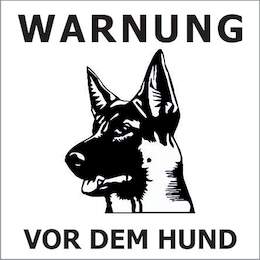 1201840 - Türschild selbstkl.75x75mm silbermatt,scharf.Hund,1Stk.