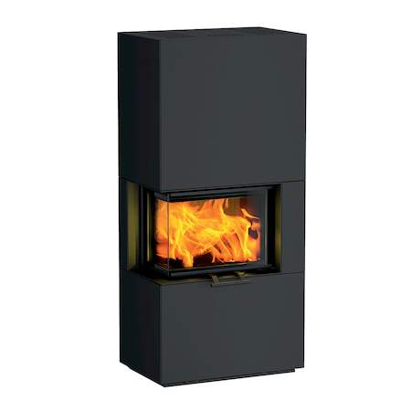 1250483 - Kaminbausatz Osorno L Stahl, schwarz, Scheibe links